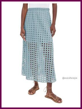 Fiona Jolin Women's Eyelet Bohemian Maxi Skirt Summer Beach Long Skirt